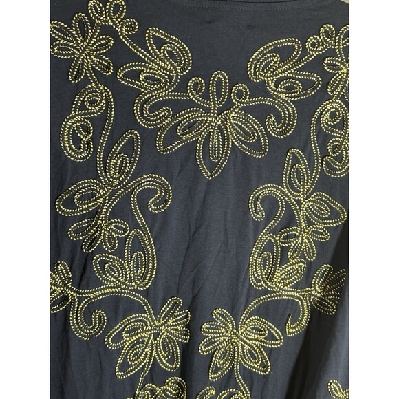 Objects D’art Woman’s Navy Embroidered Gold Trim Jacket Asymmetrical Large - Picture 7 of 8